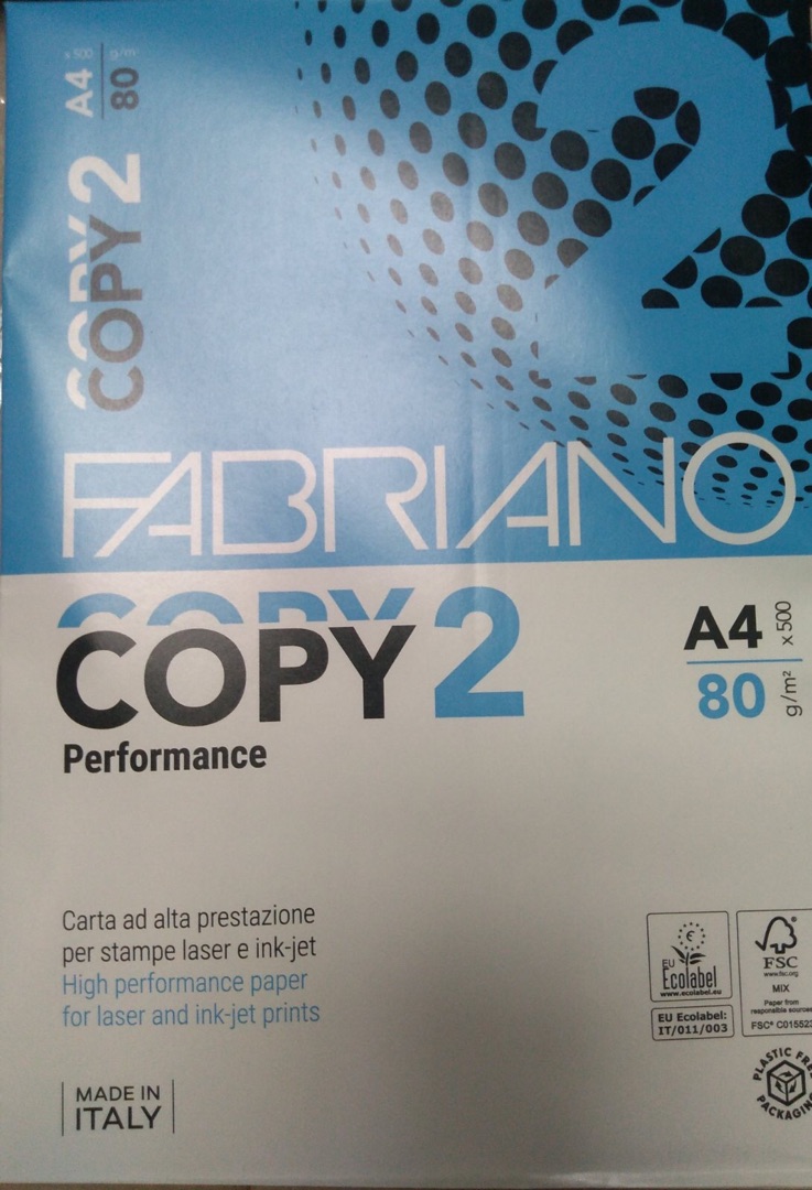Папір для друку FABRIANO COPY 2 A4, 80 г/м2, 500 арк., білий